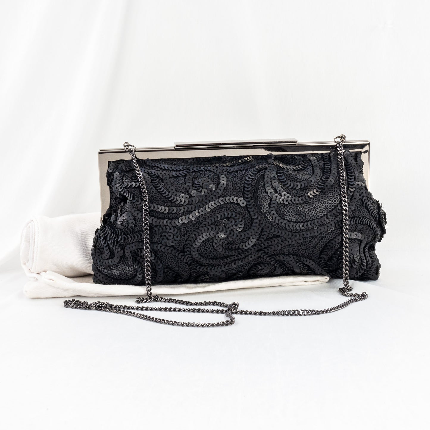 olga berg | Black Sequin Clutch