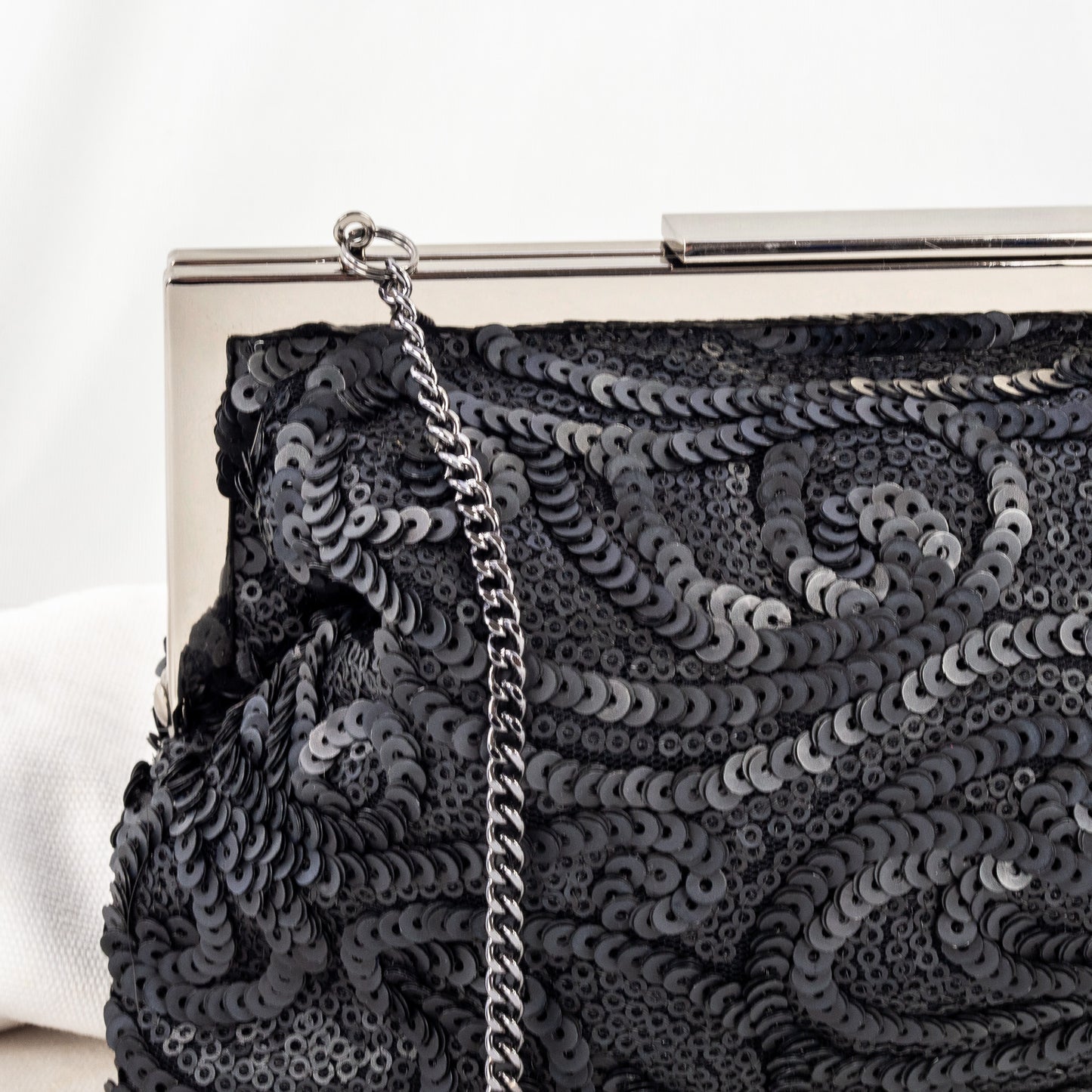 olga berg | Black Sequin Clutch