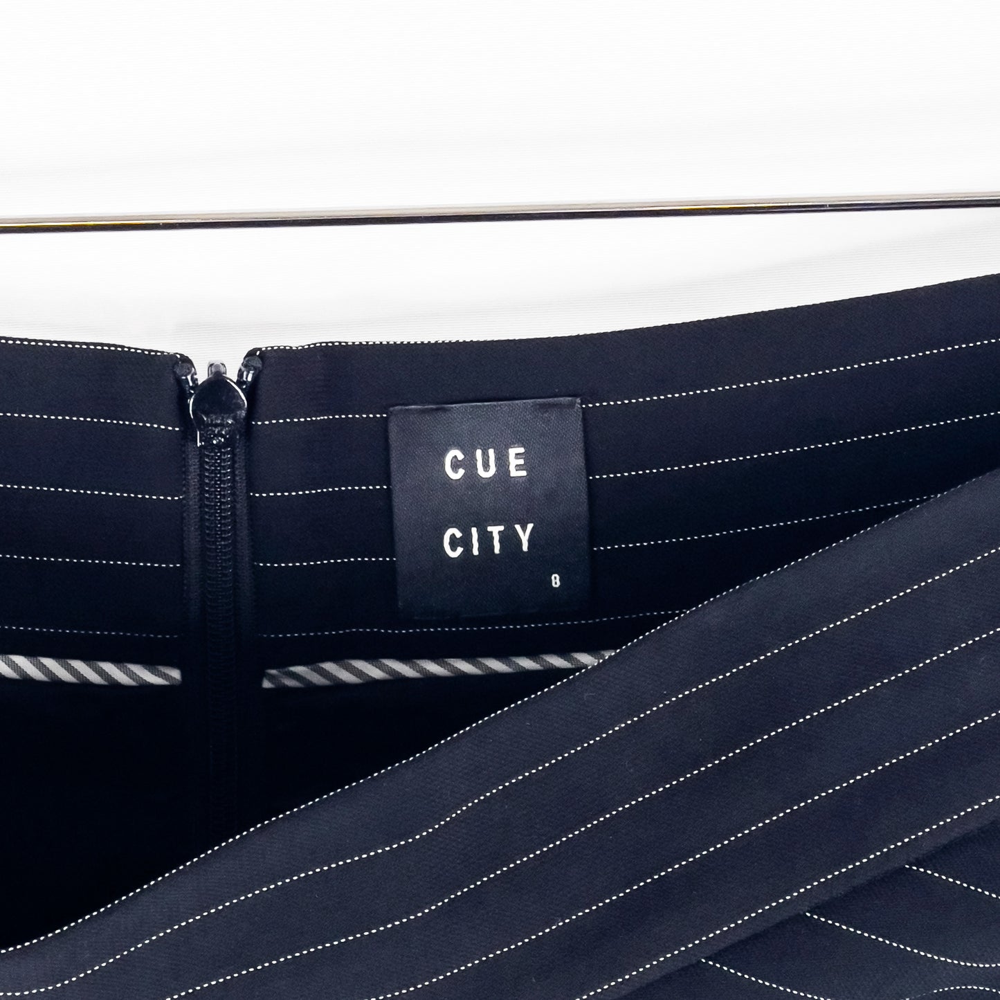 Cue City | Black and White Striped Midi Skirt (8)