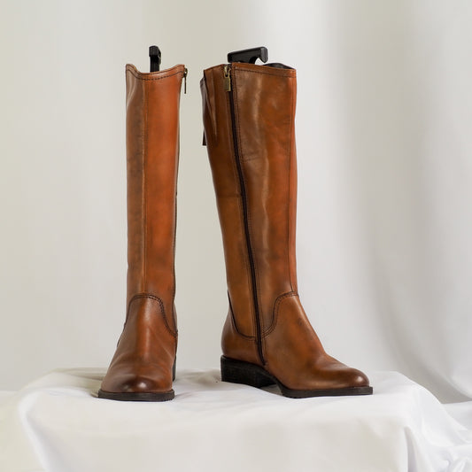 Pulp Noir | Knee High Brown Leather Boots (8)